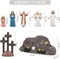 7 Pack Easter Cross Shaped Resin Table Decor Easter Resin Tabletop Ornaments Brown Cross Jesus Nun Statue
